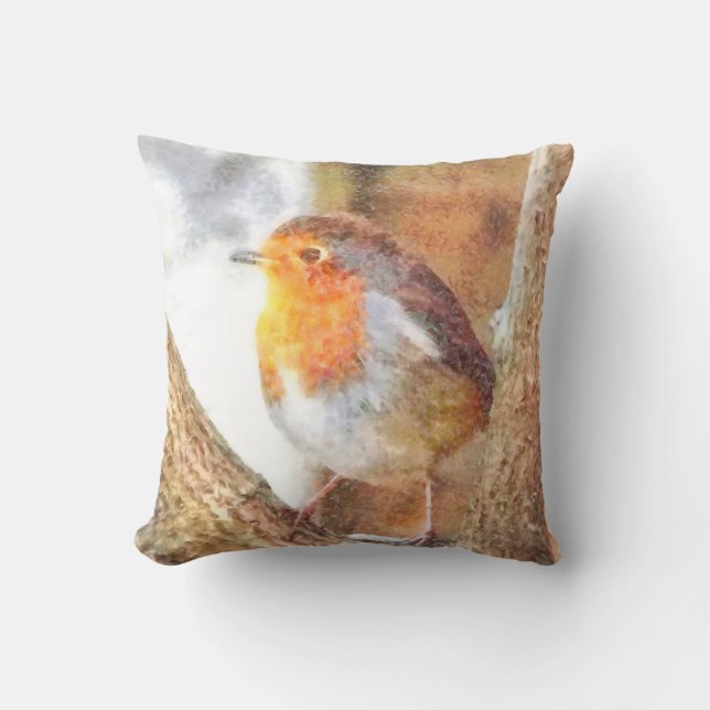 Artistic Robin Redust Perched Kissen (Vorderseite)