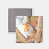 Artistic Robin Redust Perched Magnet (Vorderseite/Rückseite)