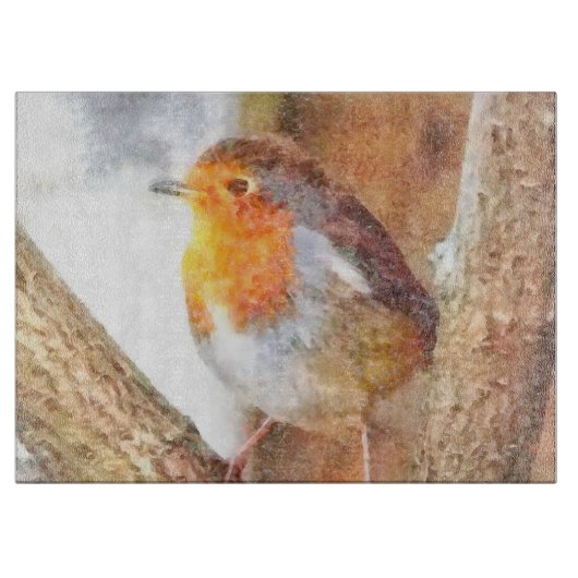 Artistic Robin Redust Perched Schneidebrett (Vorderseite)