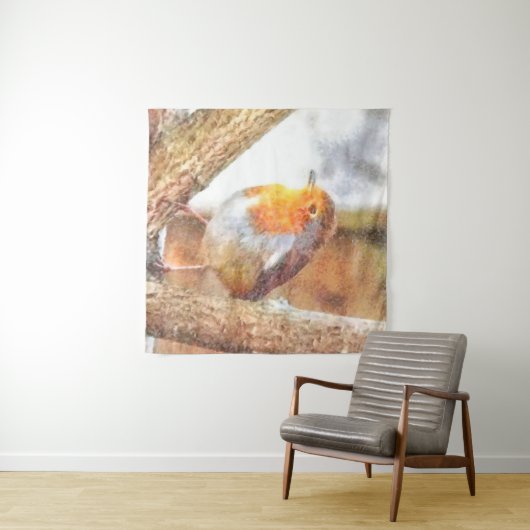 Artistic Robin Redust Perched Wandteppich (Beispiel (Horizontal))