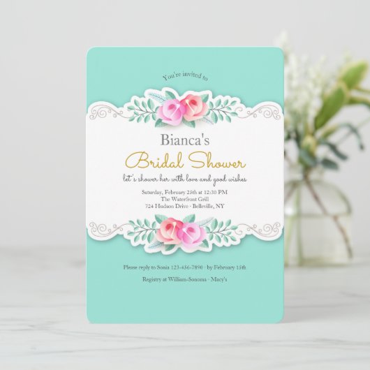 Artistic Roses Invitation Einladung (Stehend Vorderseite)