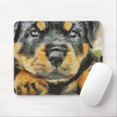Artistic Rottweiler Puppy Portrait Mousepad (Mit Mouse)