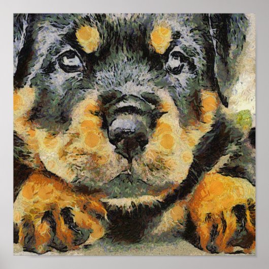Artistic Rottweiler Puppy Portrait Poster (Vorne)
