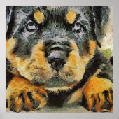 Artistic Rottweiler Puppy Portrait Poster (Vorne)