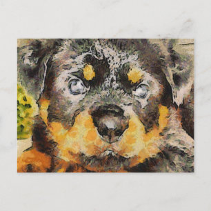 Artistic Rottweiler Puppy Portrait Postkarte