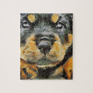Artistic Rottweiler Puppy Portrait Puzzle