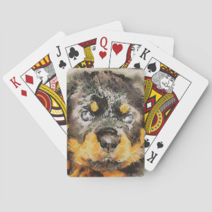 Artistic Rottweiler Puppy Portrait Spielkarten