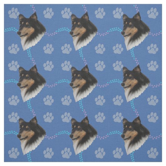 Artistic Rough Collie Head (Tri) Stoff (Muster)