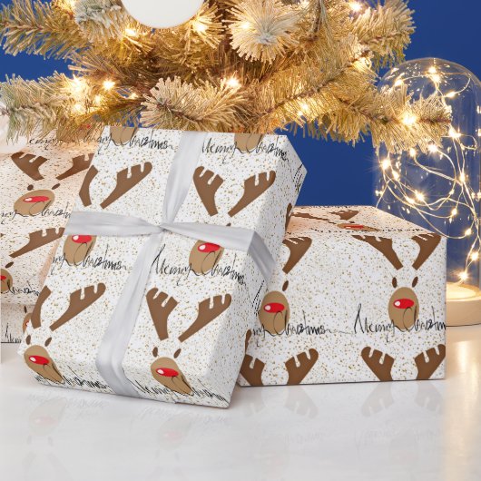 Artistic Rudolph Reindeer Frohe Weihnachten Geschenkpapier (Feiertage)