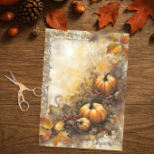 Artistic Rustic Fall Pumpkin und Autumn Leaves Seidenpapier