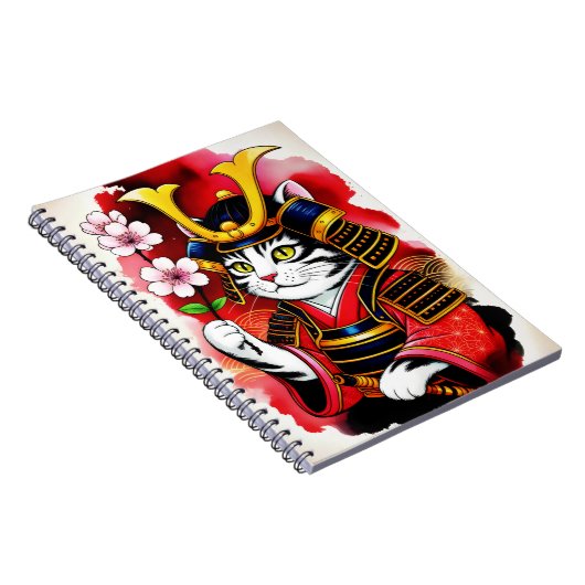 Artistic Samurai Cat Cherry For Journaling & Write Notizblock (Rechte Seite)