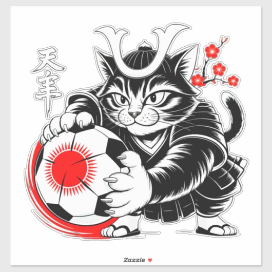 Artistic Samurai Cat Soccer For Laptops & Cars Aufkleber (Blatt)