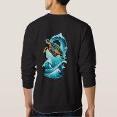 Artistic Sea Turtle Swimming Through Waves T-Shirt Sweatshirt (Rückseite)