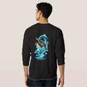 Artistic Sea Turtle Swimming Through Waves T-Shirt Sweatshirt (Schwarz voll)