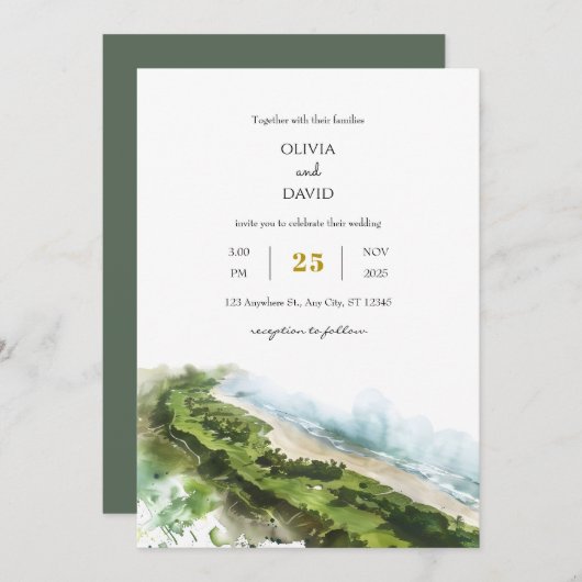 Artistic Sea View Coastal Landschaftsstrasse Hochz Einladung (Vorne/Hinten)