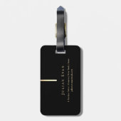 Artistic Shiny Gold Detail Monogram Black Gepäckanhänger (Rückseite vertikal)