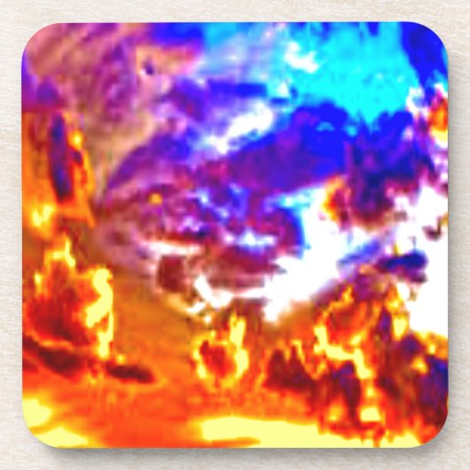 Artistic Sky Blue, Orange und Gelb Getränkeuntersetzer (Vorderseite)
