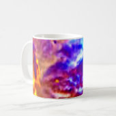 Artistic Sky Blue, Orange und Gelb Kaffeetasse (Vorderseite Links)