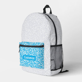 Artistic Sky Blue Turing Pattern Bedruckter Rucksack