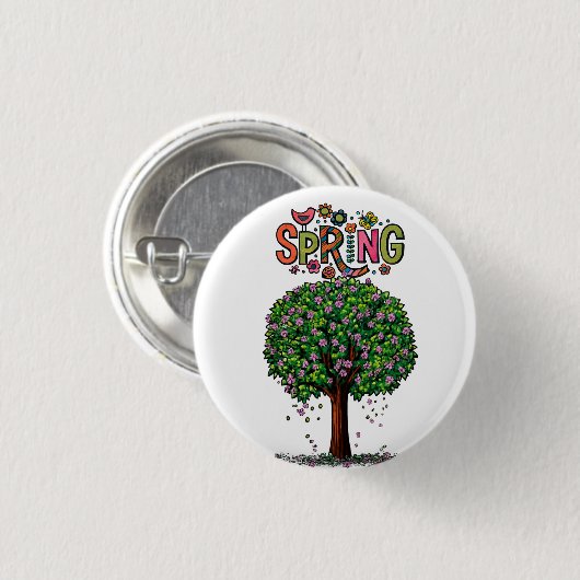 Artistic Spring Blossom Tree Graphic  Button (Vorne & Hinten)