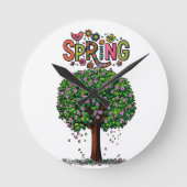 Artistic Spring Blossom Tree Graphic  Runde Wanduhr (Vorderseite)