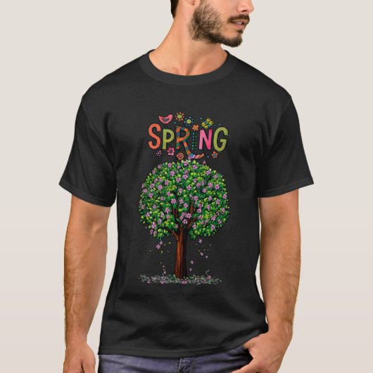 Artistic Spring Blossom Tree Graphic T-Shirt (Vorderseite)