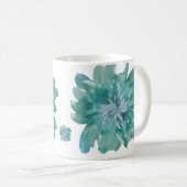 Artistic Teal Blossom High-Definition Floral Ceram Kaffeetasse (VorderseiteRechts)
