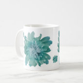 Artistic Teal Blossom High-Definition Floral Ceram Kaffeetasse (Vorderseite Links)