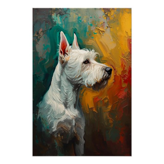 Artistic Terrier Dog Portrait Vibrant Oil Painting Poster (Vorderseite)