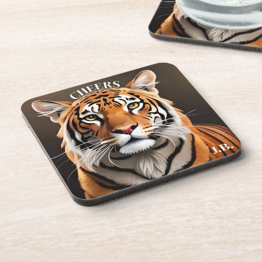 Artistic Tiger Portrait Big Cat Untersetzer (Linke Seite)