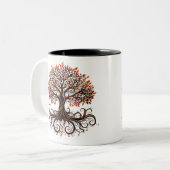 Artistic Tree with Swirling Zweig Zweifarbige Tasse (Vorderseite Links)