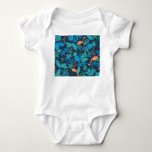 Artistic Tropical: Flamingo Ananas Muster. Baby Strampler