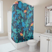 Artistic Tropical: Flamingo Ananas Muster. Duschvorhang (Beispiel)