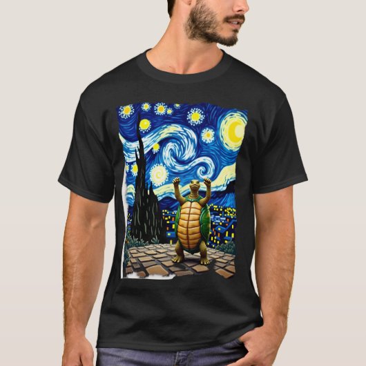 Artistic Turtle Shirt  Starry Night Turtle (1) (Vorderseite)