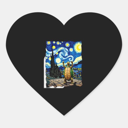 Artistic Turtle Shirt Starry Night Turtle (1) Herz-Aufkleber (Vorderseite)