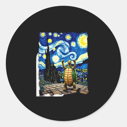 Artistic Turtle Shirt Starry Night Turtle (1) Runder Aufkleber (Vorderseite)