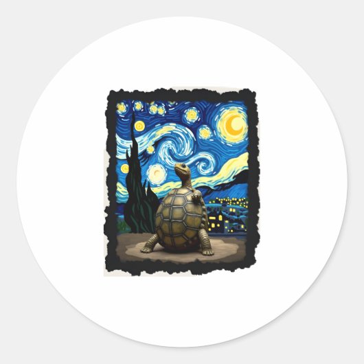 Artistic Turtle Shirt Starry Night Turtle (2) Runder Aufkleber (Vorderseite)