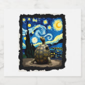 Artistic Turtle Shirt Starry Night Turtle (2) Schaumweinetikett (Einzelnes Label)