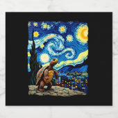 Artistic Turtle Shirt Starry Night Turtle (2) Schaumweinetikett (Einzelnes Label)