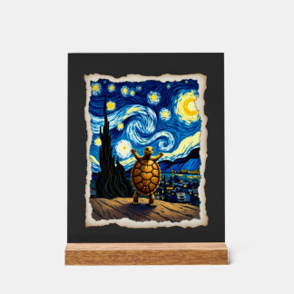 Artistic Turtle Shirt  Starry Night Turtle (3) Acrylschild