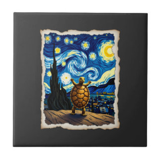 Artistic Turtle Shirt  Starry Night Turtle (3) Fliese