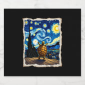 Artistic Turtle Shirt  Starry Night Turtle (3) Schaumweinetikett (Einzelnes Label)