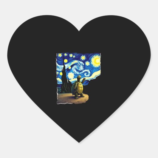 Artistic Turtle Shirt Starry Night Turtle (4) Herz-Aufkleber (Vorderseite)