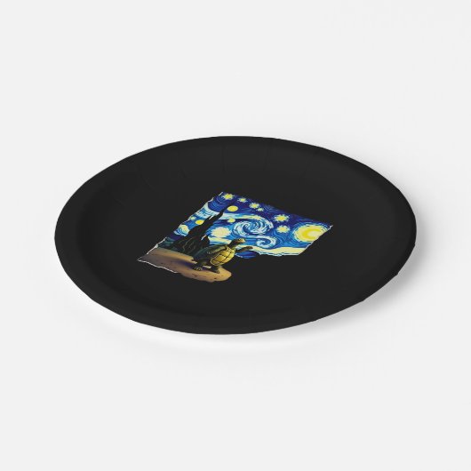 Artistic Turtle Shirt  Starry Night Turtle (4) Pappteller (Schrägansicht)