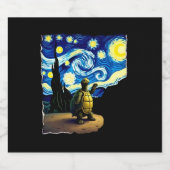 Artistic Turtle Shirt  Starry Night Turtle (4) Schaumweinetikett (Einzelnes Label)