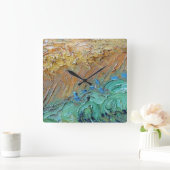 Artistic VanGogh Blue Yellow Paint Strokes Quadratische Wanduhr (Zuhause)