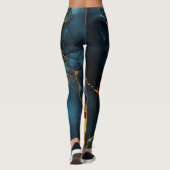 Artistic Veined Abstrakt Blue Ocher Leggings (Rückseite)