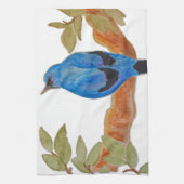 Artistic Watercolor Bird Blue Cuckoshrike Geschirrtuch (Vertikal)