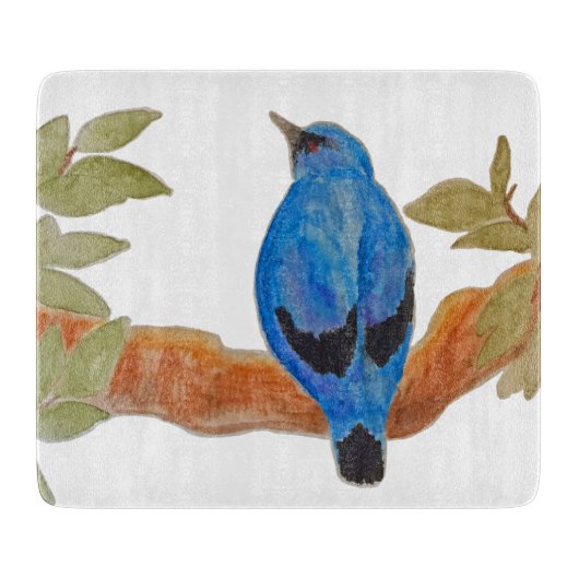 Artistic Watercolor Bird Blue Cuckoshrike Schneidebrett (Vorderseite)