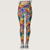 Artistic Watercolor Floral Leggings (Vorderseite)